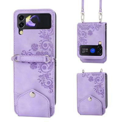 Axelremsplånbok Kortfack Läderfodral för Samsung Galaxy Z Flip 6 5 4 Flip5 3 Flip4 5G Kortinnehavare Fodral
