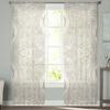 Artistic Beige Baroque Retro Flowers Voile Curtains Window Treatment Chiffon Tulle Curtain Kitchen Living Room Bedroom Light Filtering For Great