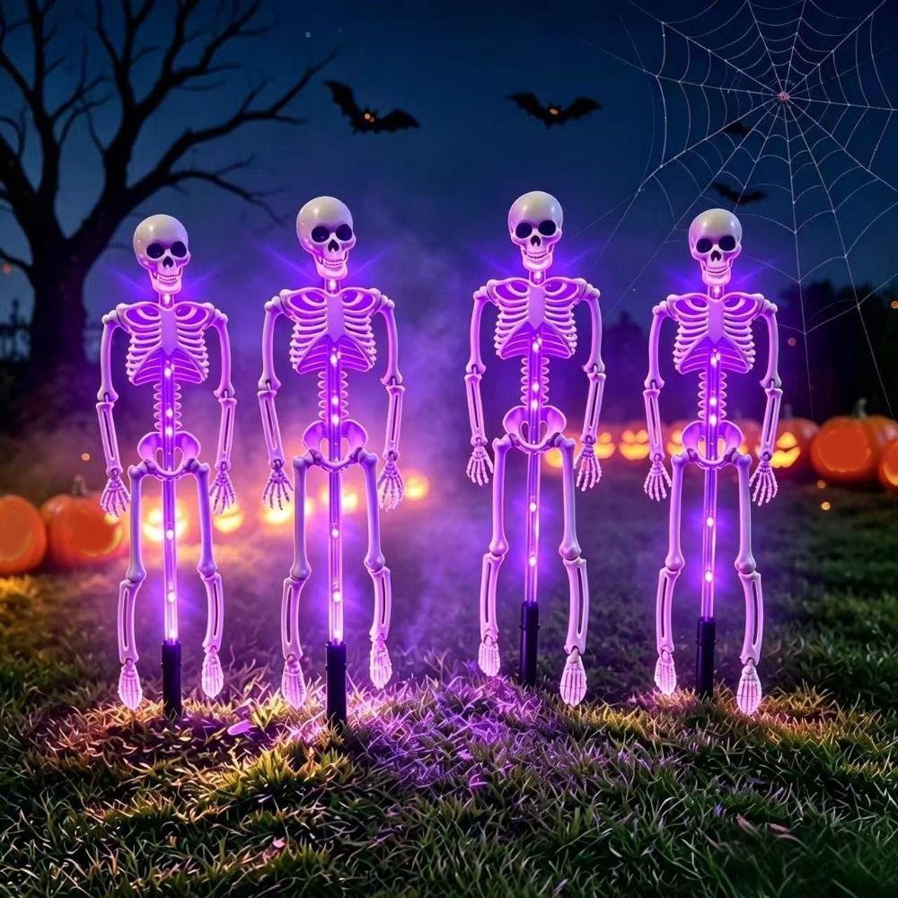 Wasserdichte Halloween Solar-Erdspießleuchten Realistischer Skelett Schädel Festliche LED-Lichter Außenbereich Garten