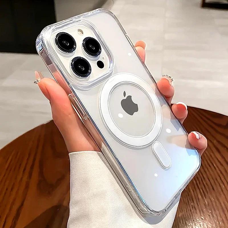 

Magsafe Wireless Charging Phone Case For iPhone 11 12 13 14 15 Pro Max Plus Mini Bumper Magnetic Transparent Cover For iPhone 11Pro