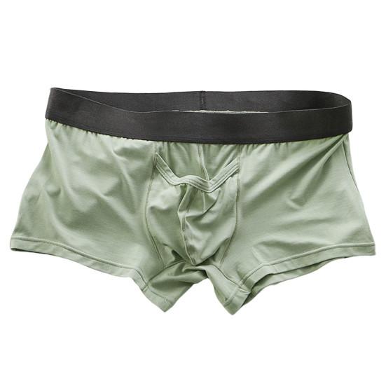 Mid-Rise Elastic Waistline Men Panties Simple Patchwork Color U Convex Shorts Briefs