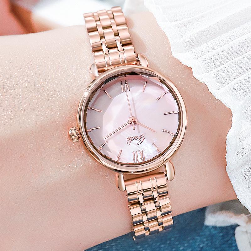 Fashion High-Value Steel Belt Quartz Watch Women'S Light Luxury High-End Small Plate Stainless Steel Waterproof Watch