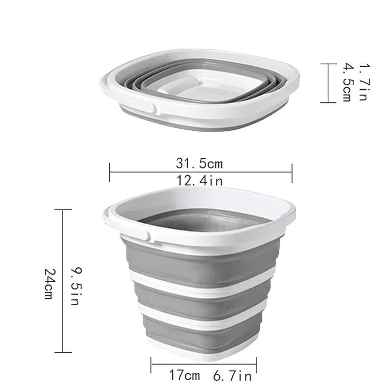 Bathroom Silicone Folding Bucket Outdoor Car Wash Bucket Square Fishing Supplies 10L Cooking Area Camp Bucket for Home