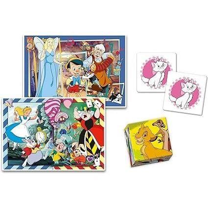 Clementoni - Edukit - Disney - Lernset 4 in 1 - 2 Puzzles, 1 Memo, 1 Spiel mit 6 Würfeln - Hergestellt in Italien - Ab 4 Jahren