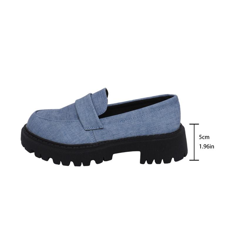 Retro Damen-Lederschuhe mit dicker Sohle, Ein-Pedal, neu, kleine Größe, runde Spitze, quadratischer Absatz, Einzelne Schuhe, Damenschuhe in großen Größen