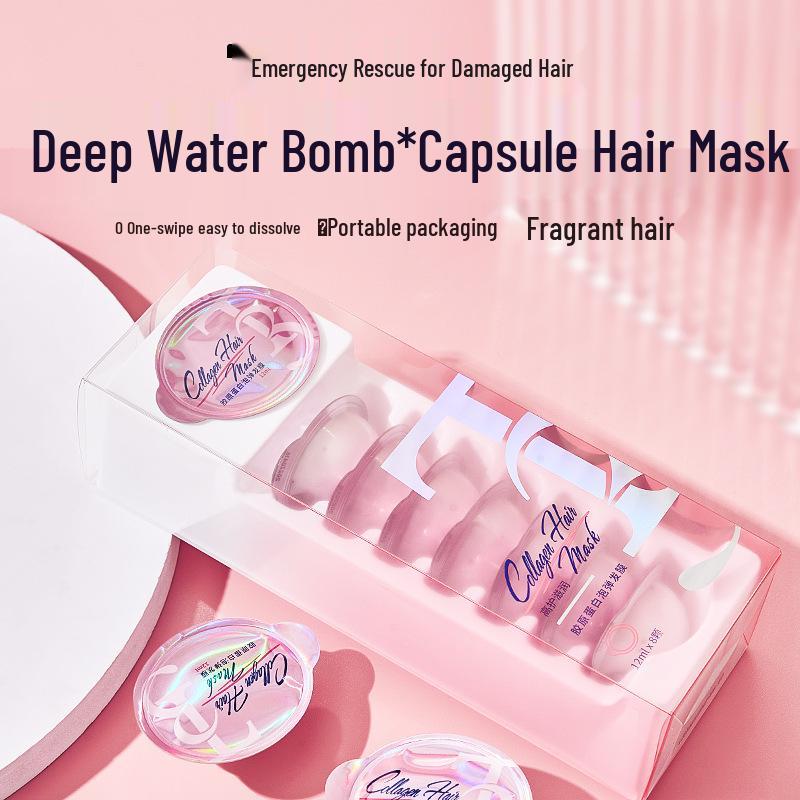 Cestovní sada hydratačního šamponu s kolagenem a hloubkově hydratační bublinkové vlasové masky