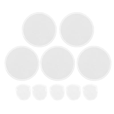 5pcs White Flying Disc Fan Polyester with Storage Bag DIY Blank Folding Hand Fan for Wedding Party