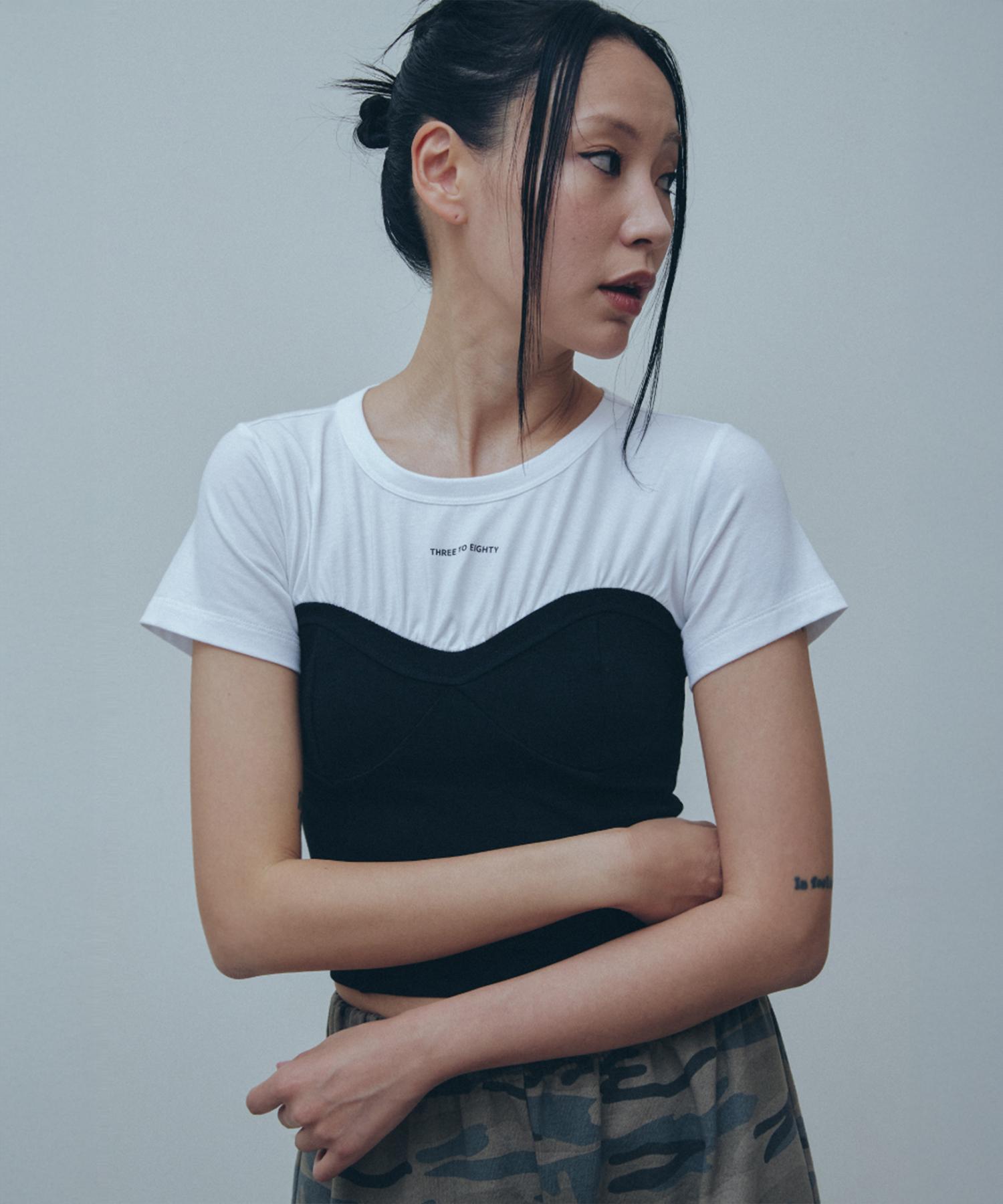 Three To Eighty Corset Layered T-Shirt (Black) Os/Free