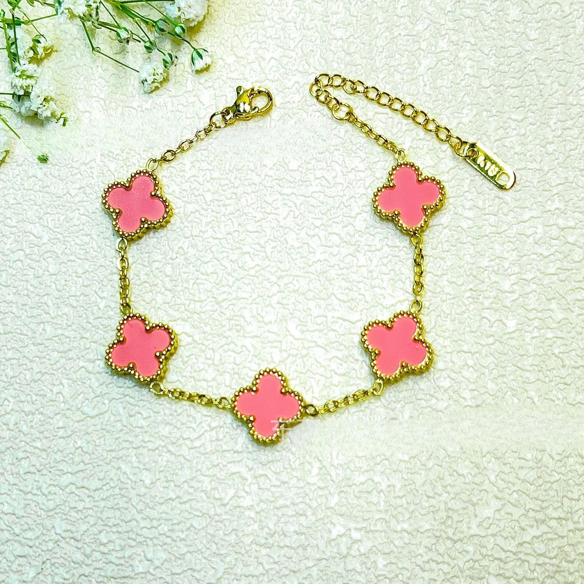 

Браслет Клевер Четырехлистный Высокое Качество 18к Двусторонний Счастливый Браслет Пятицветок Модный Новый Легкий Роскошный Браслет