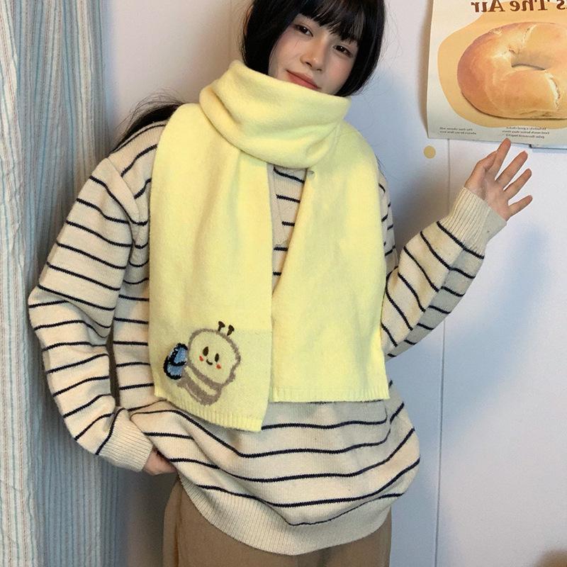 Luochi Cartoon Animal Knit Neck Warmer Scarf - Cozy Autumn Winter Accessory for Students & Couples