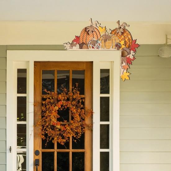 Autumn Pumpkin Door Corner Decoration Maple Pinecone Pumpkin Wooden Door
