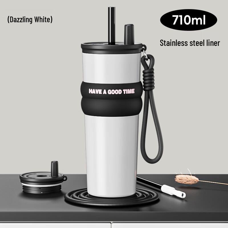 

Xiao Yue Ya 316 Stainless Steel 710ml Portable Straw Coffee Water Cup