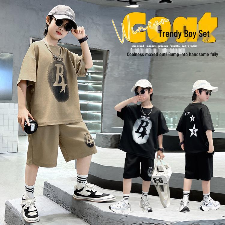 

Boys Cool Summer Short Sleeve Set 2025 - Trendy and Handsome Fashion for Kids 120 cm