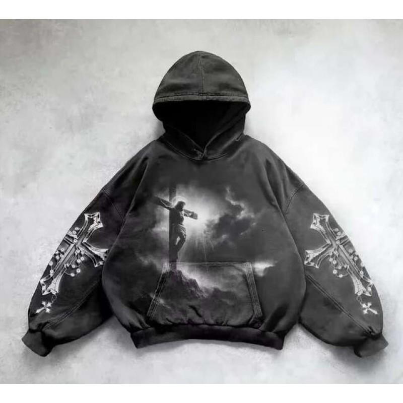 Washed Hooded Sweatshirt Unisex Oversized Long Sleeve Pullover Winter Streetwear Casual Wear