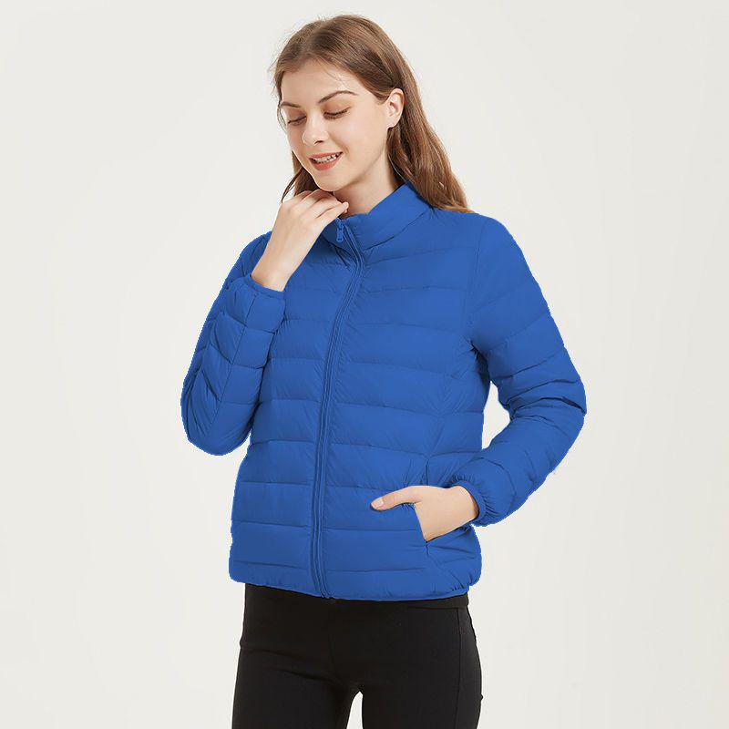 2023 Women's Short White Duck Down Jacket - Lightweight, Hooded, Korean Style, Autumn/Winter, Loose Fit, Stand-up Collar.