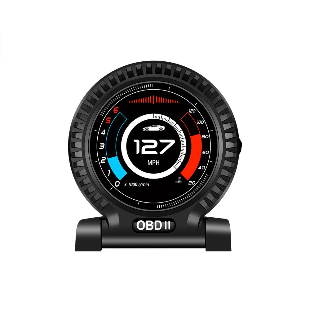 

KWHUD HUD OBD2 Head-up Display Car Digital Speedometer RPM Clock Water/Oil Temp Meter for Smart Fortwo 453 451 450 2008-2024 чёрный