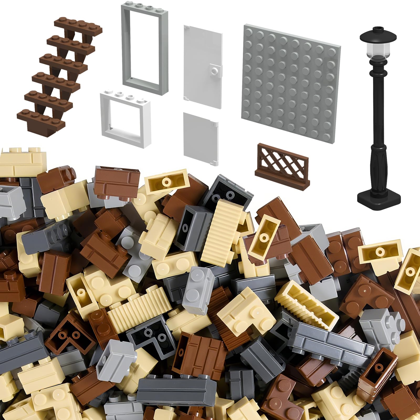 

WYSWYG Building Blocks Set Compatible with and Streetlights Educational Toy for Kids Ages 6 and Up to Develop Creativity 386-Piece - Bricks, Windows,