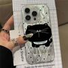 Big Headed Black Cat Circular Dots Phone Case for Iphone 16 15 14 7 8 Plus 13 Pro Max X XS XR SE 2022 Silicone Back Shell Cover