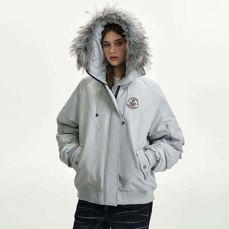 Hooded Fur Collar Parkas Women's Winter Thickened Retro Short Workwear Cotton Coats