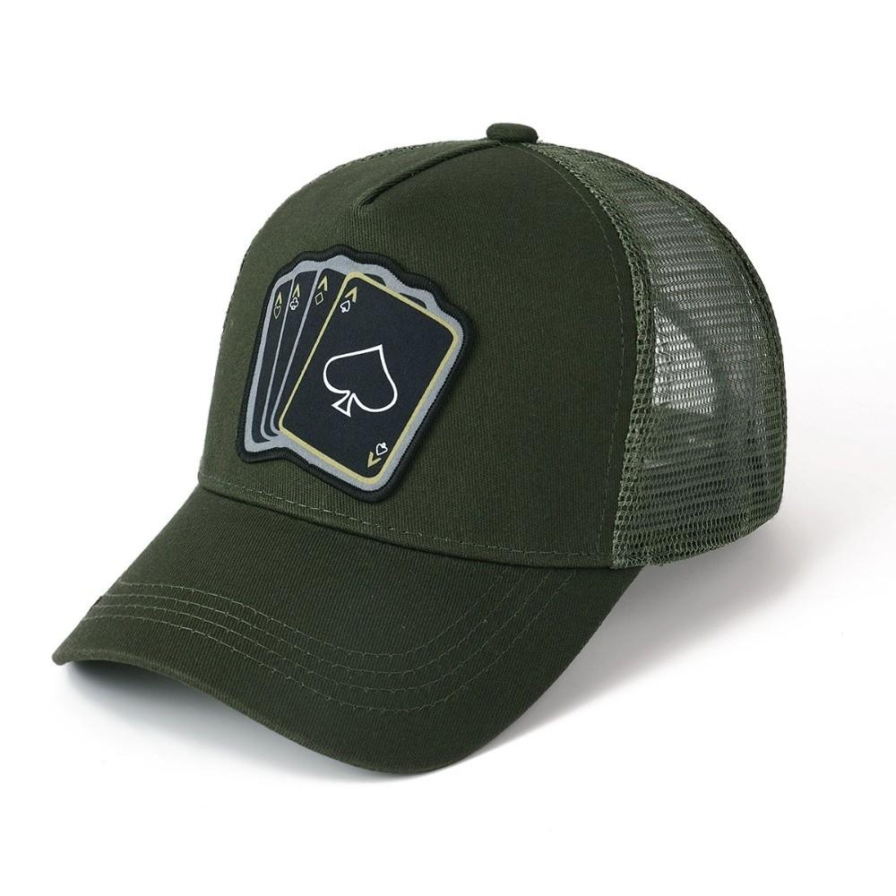 Cotton Embroidered Baseball Cap Adjustable Trucker Hat Fashionable Poker Card Hat  For Men Women