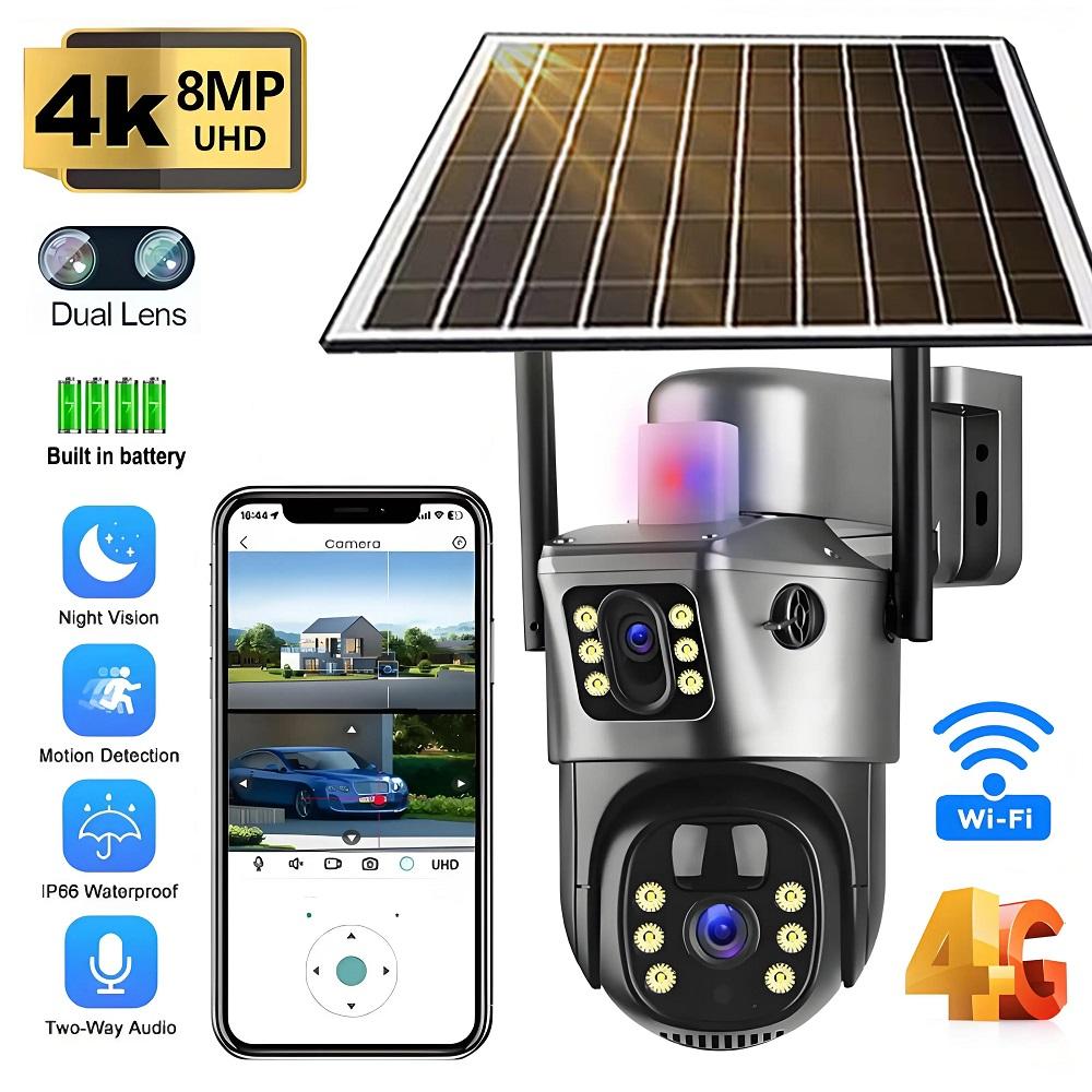 4G/WIFI Solar-powered Security Monitoring, High-definition Night Vision IP Wireless CCTV, Outdoor Waterproof Camera