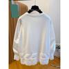 Air Cotton White Lace Splicing Long-sleeved T-shirt Women's Spring Loose Solid Color Outerwear Top