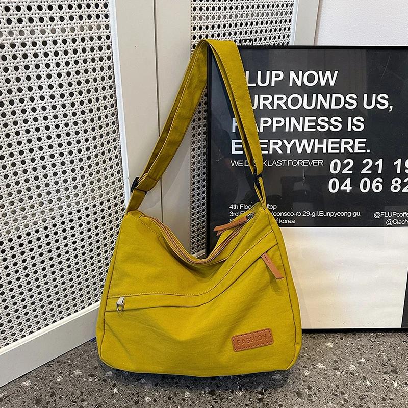 Versatile Crossbody Bags for Women Zippered Inner Pocket Monochromatic Shoulder Bags