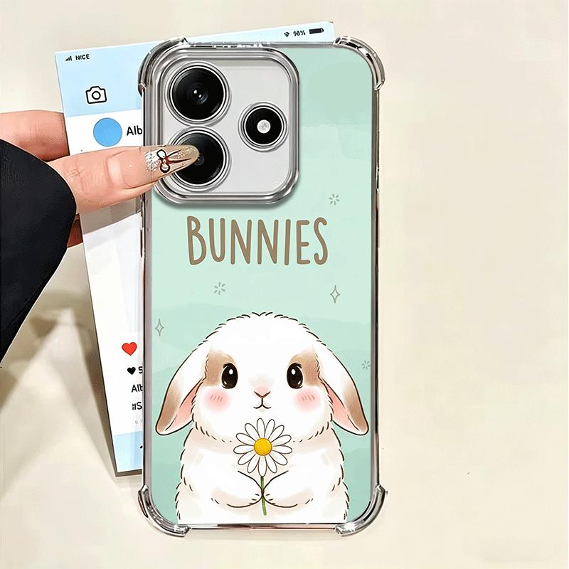 Cute Cartoon Bunny Rabbit Plating Phone Case For Xiaomi Poco X5 X6 X7 X8 Pro Max F8 Ultra F7 M8 M7 M5S Redmi 15C 15 14C 13C 13 X