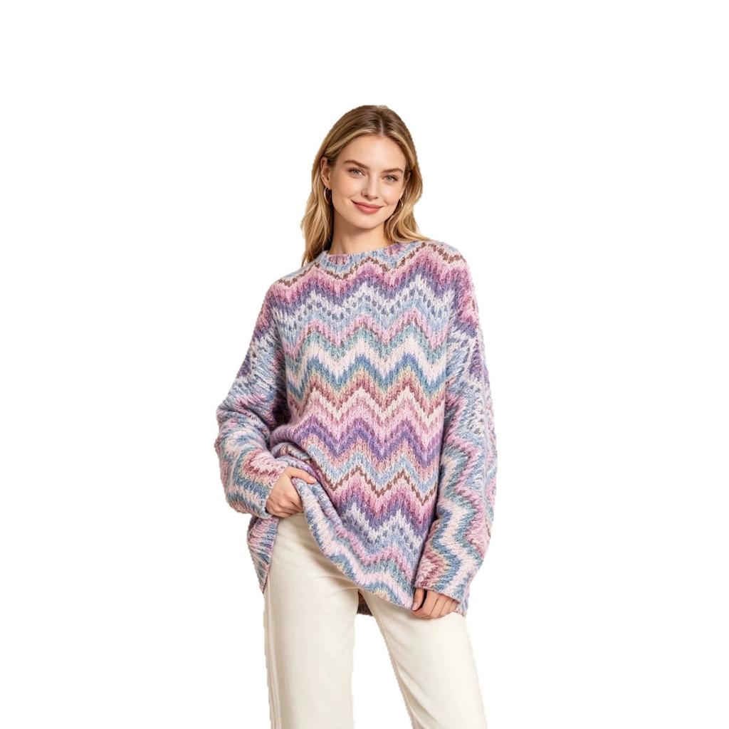 Christmas Sweater 3D Pattern Printed Women's Sweater Pullover Casual Loose Long Sleeve Knitted Crew Neck Top