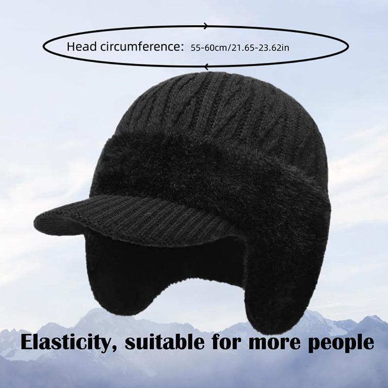 Winter Knitted Hat Outdoor Cycling Ear Protection Windproof Warmth Peaked Cap for Men Women Motorcycle Ear Cover Baseball Cap