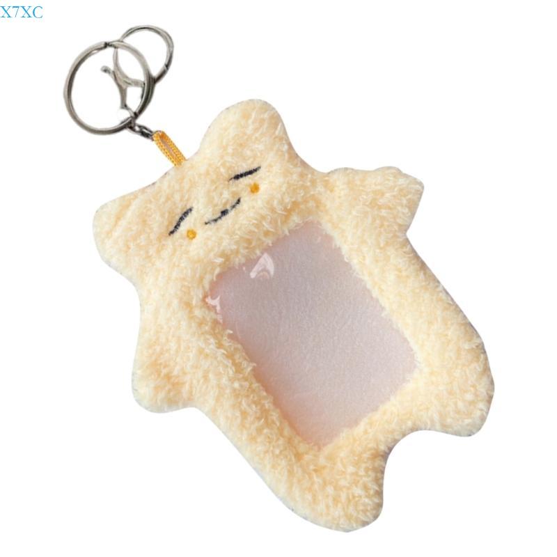 X7XC Cartoon Bear Card Cover Rabbit Credit Card Case Protective Sleeve with Keychains
