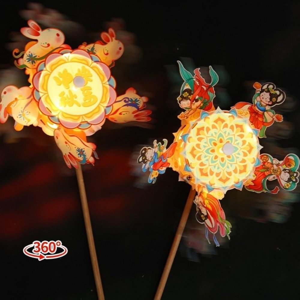 Light up Rotating Windmill Lantern DIY Material Bag Rabbit Windmill Lantern Children Toys