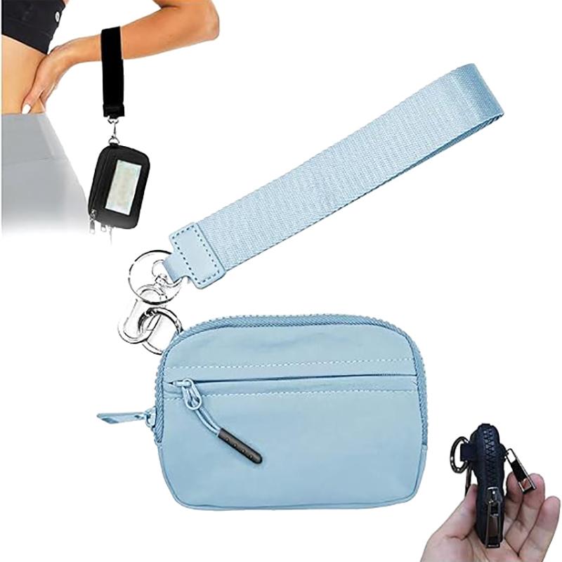 Waterproof Nylon Small Wallet Multi-Functional Card Case With Wrist Zippered Coin Purse Ladies Casual Quilted Travel Organizer