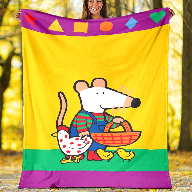 Maisy Mouse Theme Printed Blanket,Perfect for Couch, Bed, Travel & Outdoor Use | Machine Washable, Cozy & Durable.