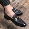 Men's Brown/Black/Red Embossed Leather Horsebit Loafers Mens Moc Toe Slip-on Business Casual Shoes Size 38-48