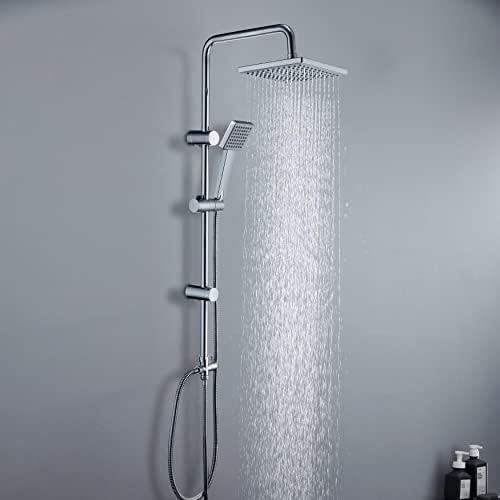 Colonne De Douche - JOHO - Ensemble En Acier Inoxydable - Pommeau 20x20 Cm - Anticalcaire - Réglable En Hauteur