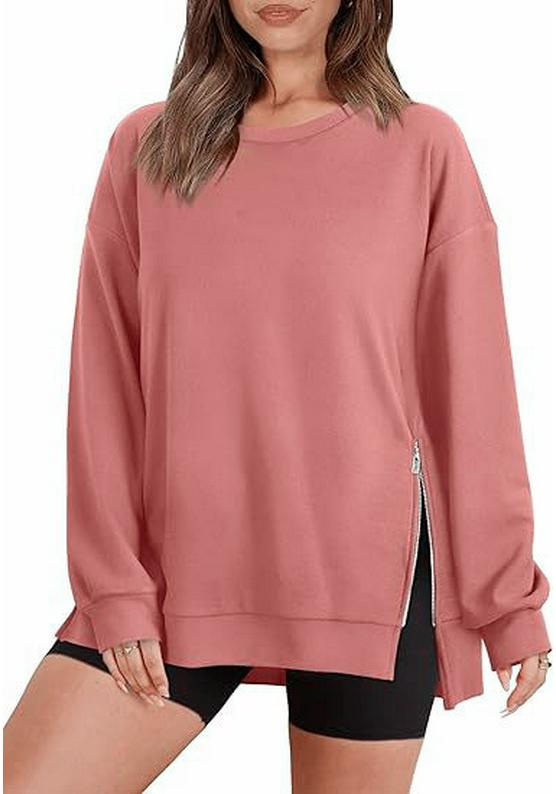 2024 Autumn/Winter Women's Loose Round Neck Zip Hoodie