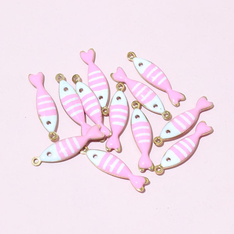 20pcs 18x5mm Stainless Steel Fish Enamel Charms Pendant Stainless Steel DIY Jewelry Making Accessories Findings 