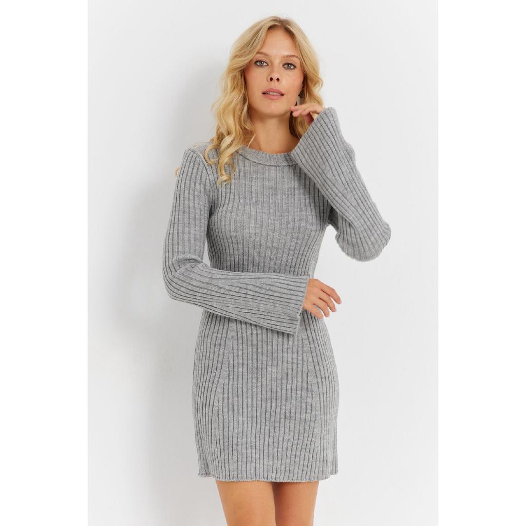 Women's Burgundy Spanish Sleeve Knitwear Mini Dress Yv273