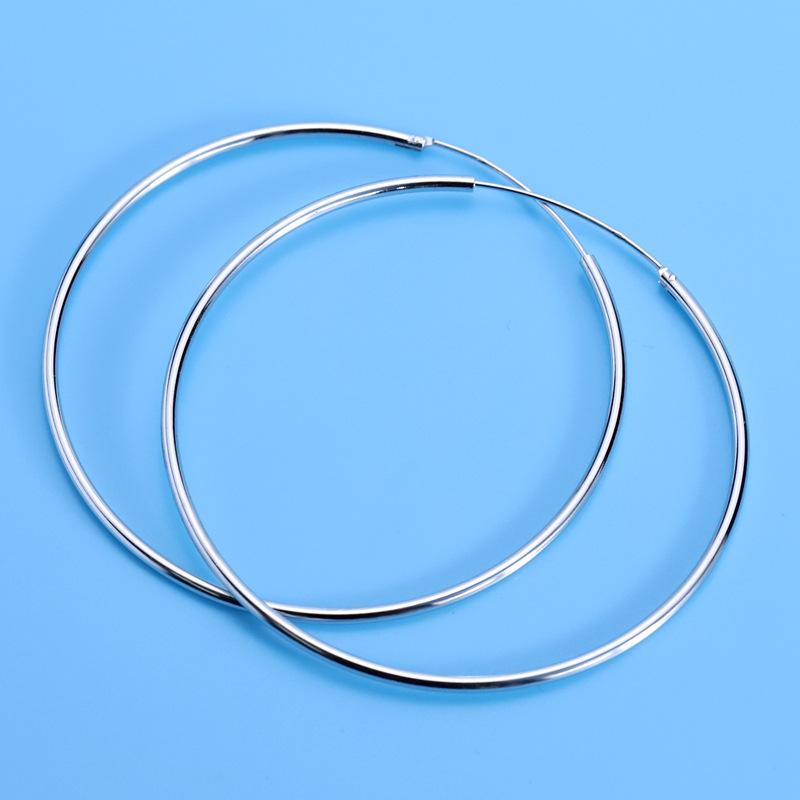 Sterling Silver Women's Temperament Korean Simple Versatile Oversized Circle Earrings Student Earrings Pendant