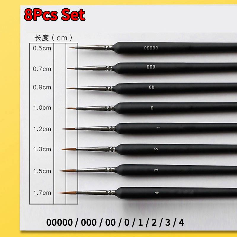 4/5/11pcs Miniature Hook Line Pen Art Painting Brushes Extra Fine Soft Hand Painted 00000 Brush For Gouache Watercolor Oil Paint