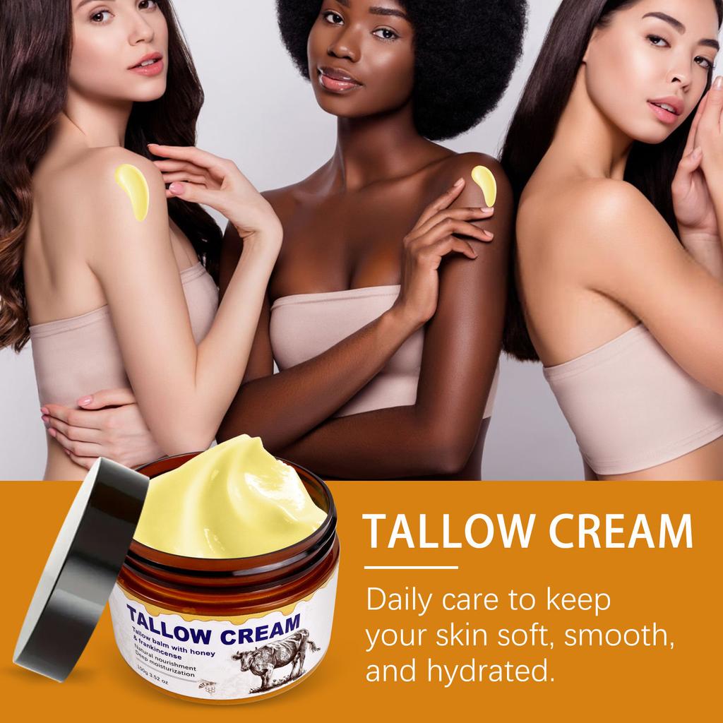 Crème de suif de bœuf 100 g. Crème hydratante et purifiante en profondeur pour la peau du visage et du corps pour prévenir la sécheresse.
