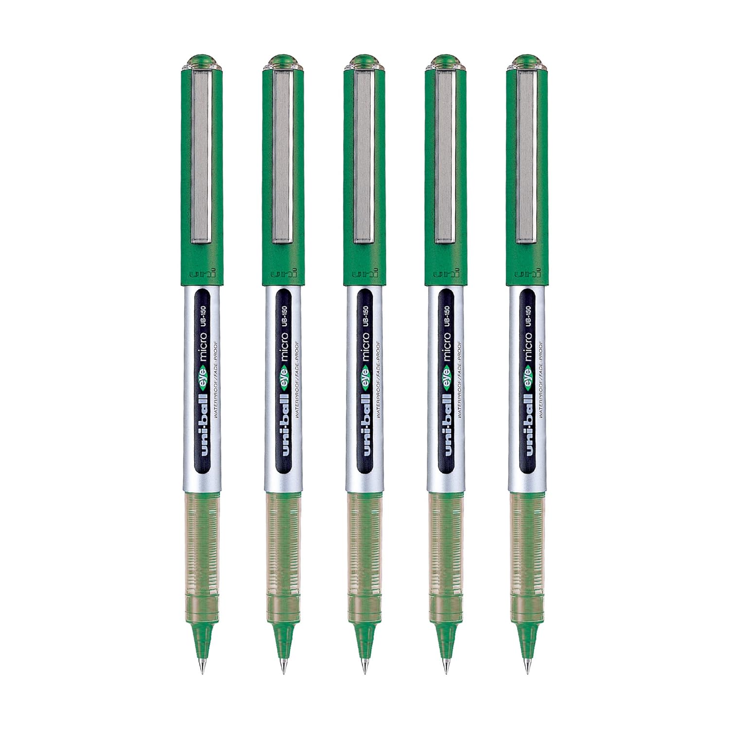 Uni-ball Eye UB150 0.5mm Roller Ball Pen Green Ink Pack of 5 for Office, School & Home Writing