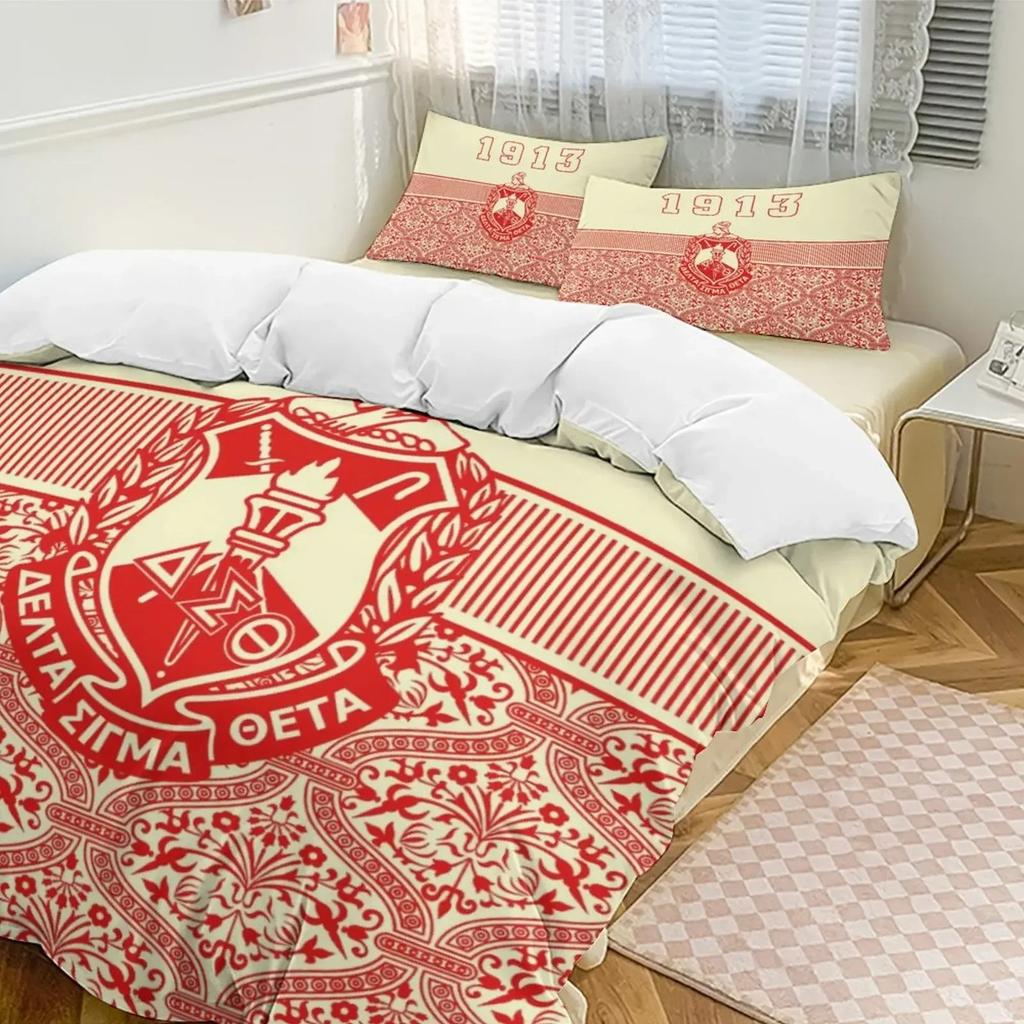 Delta Sorority Sigma Theta DST Bedding Set Boys Girls Twin Queen Size Duvet Cover Pillowcase Bed Kids Adult Home Textileextile