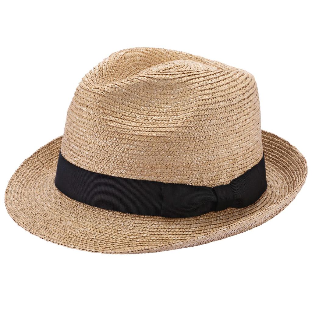 Simone Straw Fine Barley Fedora Hat for UV Sun Day Popular Made In Ribbon Hat (Tanaka Hat) (Simon) (Straw Men, Straw, Protection, Protection,