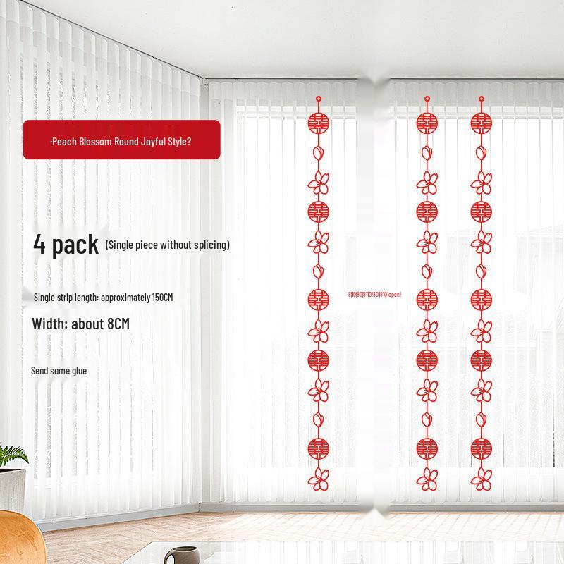 

Double Happiness Wedding Room Decor Set: Curtains & Ornaments for Bedroom or Hotel