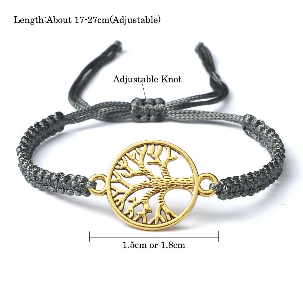 Handmade Braid Rope Bracelets Tree of Life Adjustable Wrist Bangle for Women Men Friendship Gift Jewelry