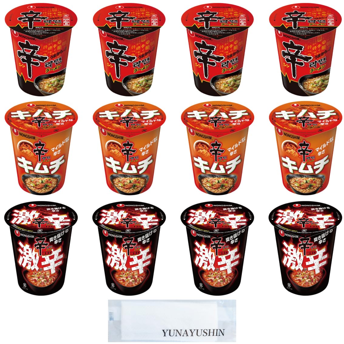 

Ассорти из 12 стаканов Shin Ramen с набором полотенец для рук YUNAYUSHIN 4 стакана Shin Ramen 4 стакана Kimchi Shin Ramen и 4 стакана Super Spicy Shin Ramen Nongshim Корейский стакан