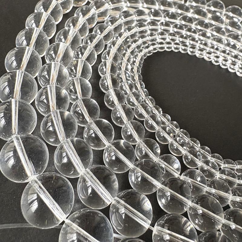 

Clear White Glass Beads: High Transparency Round Handmade Beads for DIY Bracelet & Necklace Crafting 6mm, ~62 beads per strand