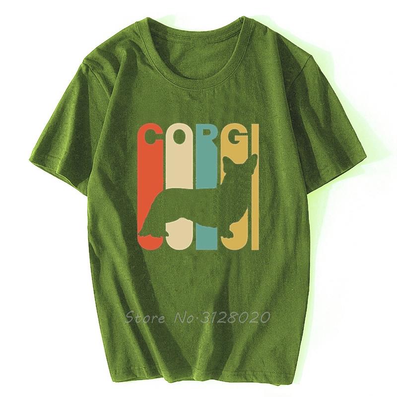 New Fashion man T shirt short sleeve TShirt vintage style Corgi silhouette Men Cotton TShirt Hip Hop Tees Tops Streetwear